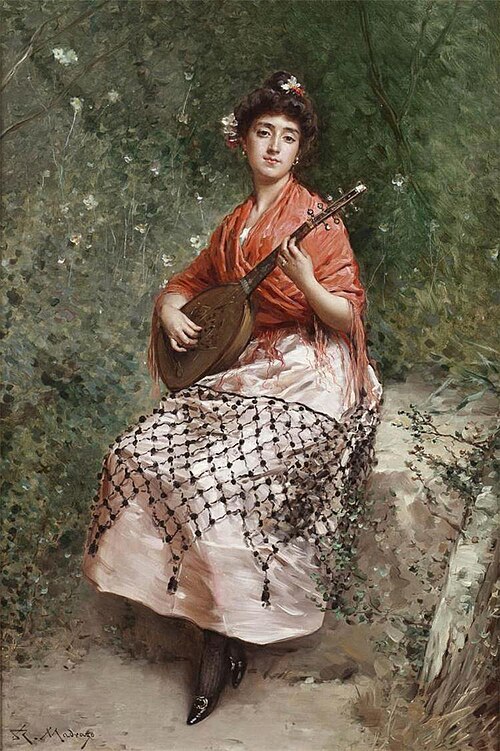 美しいバンドゥリア奏者、1870年