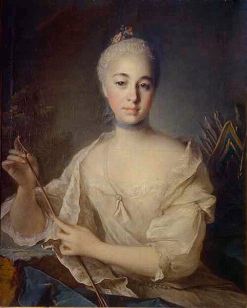 ルイ・トッケ、1758年頃、アンナ・ストロガノワ（1743年～1769年）の肖像、サンクトペテルブルク国立ロシア美術館