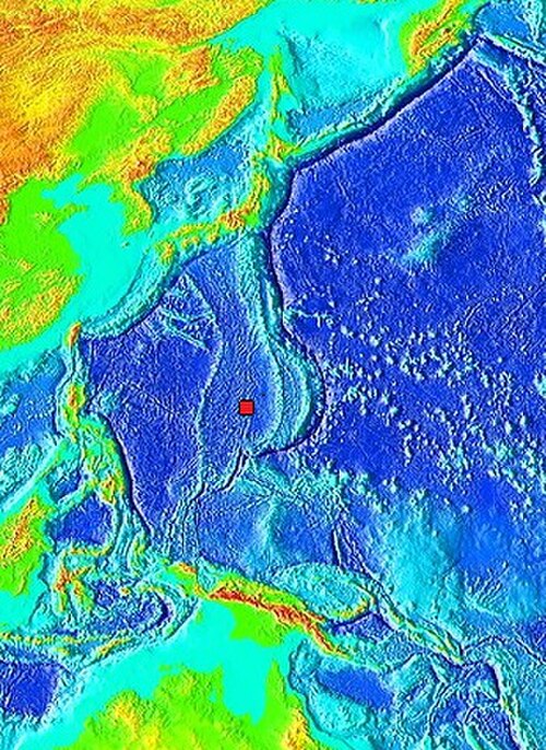 西太平洋の擬似カラー標高地図