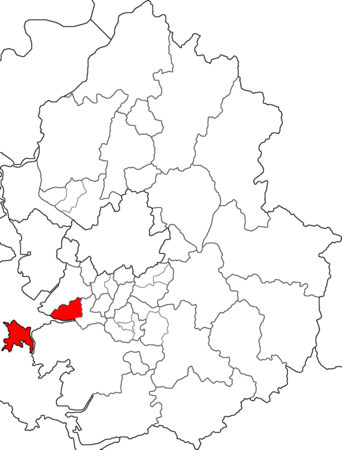 檀園地区を強調した京畿道の地図。