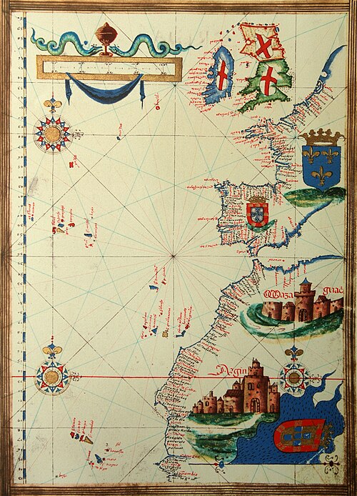 セバスティアン・ロペスによる 1575 年のポルトガルとそのア​​フリカ植民地の地図