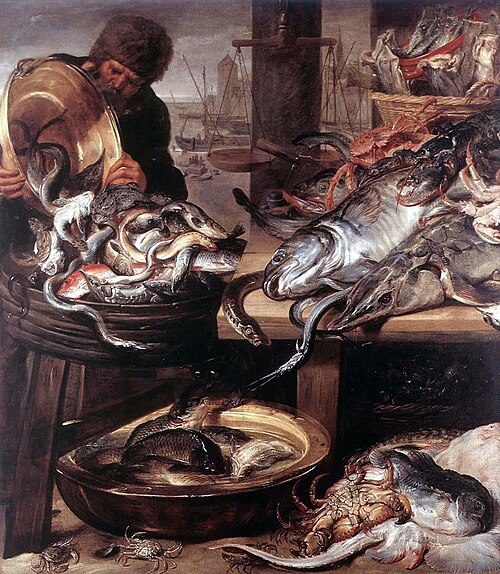 魚屋。フランス・スナイダース（1579-1657）作。