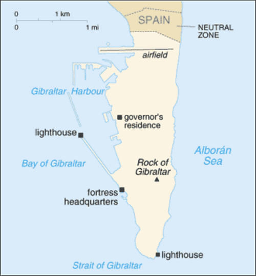 ジブラルタル半島の古地図