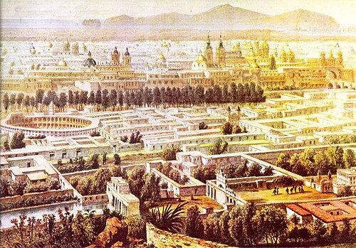 リマック地区から見たリマの街並み。バッタ・モリネッリによる1850年の絵画。
