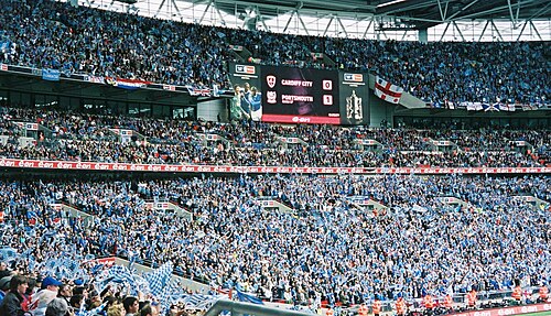 サッカー場の電子スコアボード。