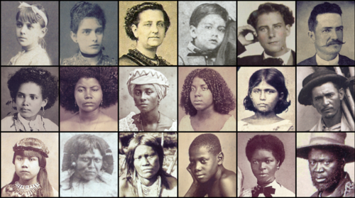 18人の人物の古い写真肖像を3列に並べたモンタージュ。