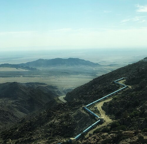 バハ・カリフォルニアの山から撮影したインペリアル・バレーの写真。