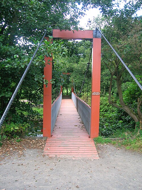 ラグトン川にかかる吊り橋。