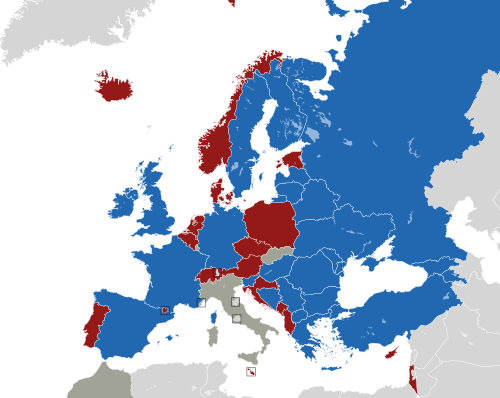 ヨーロッパ諸国のカラー地図