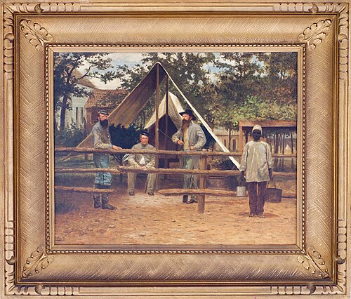 野営地 1884年（油彩、キャンバス） - 1862年にバージニア州ウィンチェスターで撮影された写真をもとに描かれた作品。ストーンウォール・ジャクソンとジェブ・スチュワートが一緒に写っている可能性もある。