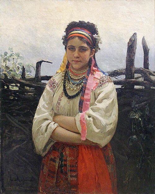 レーピン作「ウクライナ女性」（1876年）、ラトビア国立美術館