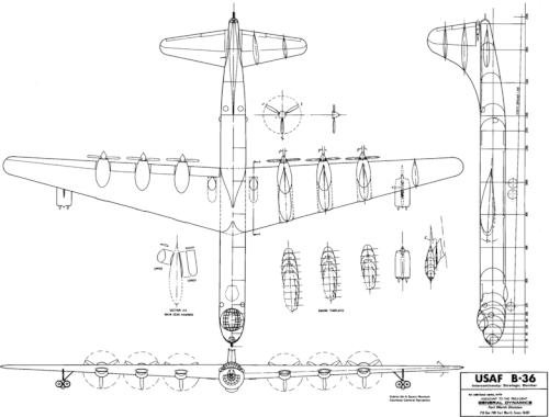 コンベア B-36 の 3 面線画