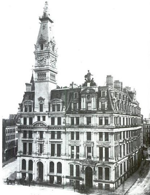 ニューイングランド相互生命保険ビル（1875年建造、1946年解体）、マサチューセッツ州ボストン。彫像は1945年に破壊された。