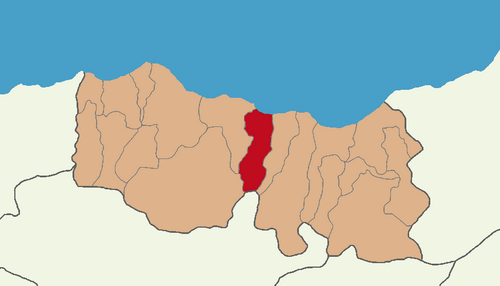 トラブゾン県ヨムラ地区を示す地図