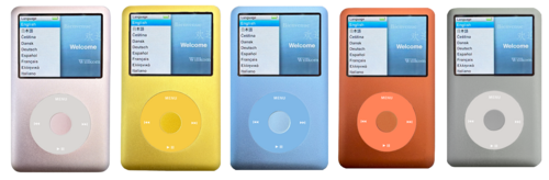 社外パーツを取り付けたiPod Classicの例。