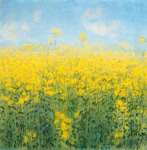 ハンノ・カールフーバー作「黄色い雲」、花畑を描いた作品