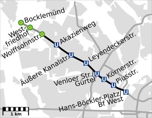 エーレンフェルトトンネルと延長の地図