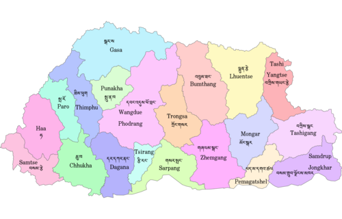 20のゾンカグを示すブータンの地図
