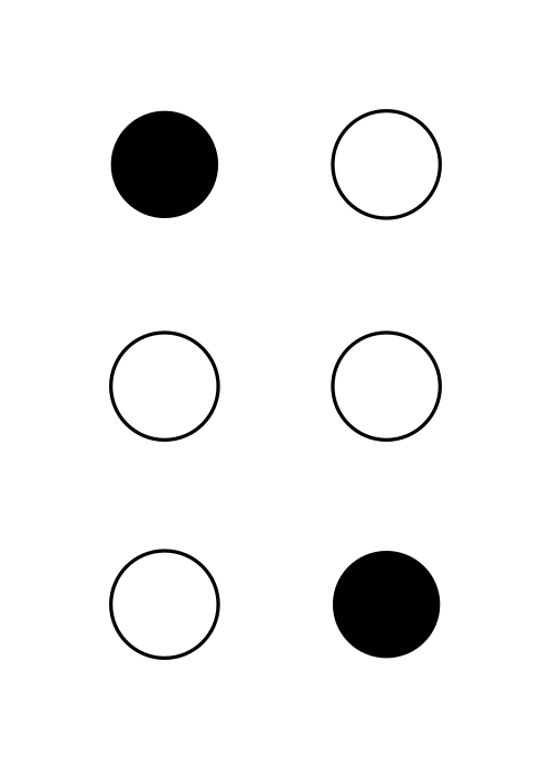 ⠡（点字パターンドット-16）