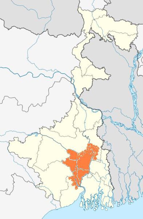 現在の西ベンガルの地図に反映されたブルシュット王国の範囲