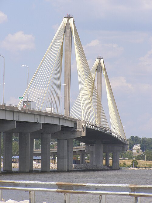 ミズーリ州側から見たイリノイ州アルトンのクラーク橋。