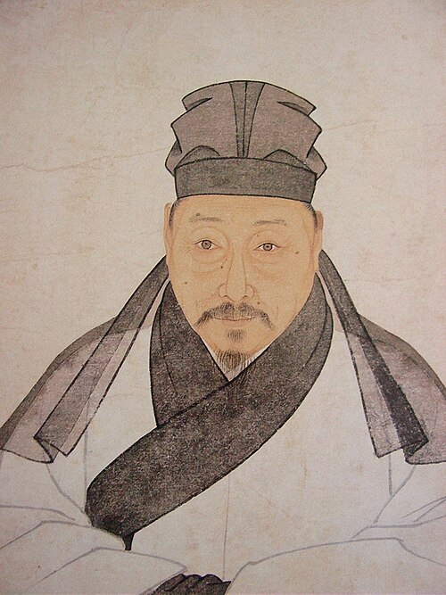 府錦をまとった明代の男性の肖像画。