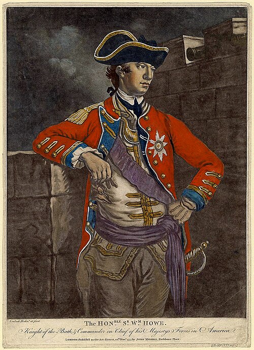 正装した英国軍最高司令官、ウィリアム・ハウ卿の肖像画。