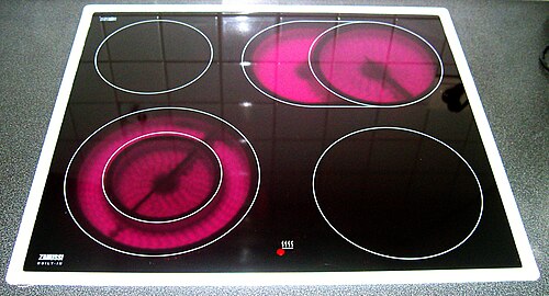 2つの目が点灯したコンロ