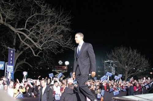 2008年、大統領候補だったバラク・オバマ氏が選挙活動のためセウェル・パークを訪れた際の写真。