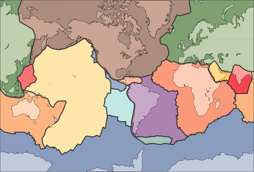 地球のプレートテクトニクス図