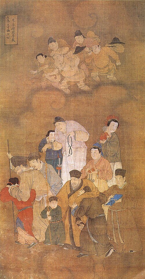 明代、宝寧寺の孝子と孫待ち。
