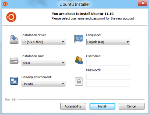 Windows 開発者プレビュー版 Ubuntu 11.10 用 Wubi インストーラー