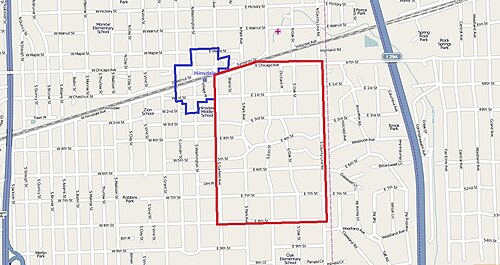 ヒンズデール内のロビンズパーク歴史地区の位置