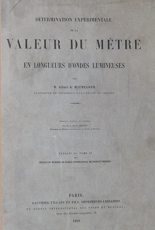 『光速の実験的測定』（1894年）のフランス語訳