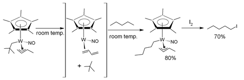 C–H activation of pentane, as seen in Ledgzdins et al., J. Am. Chem. Soc. 2007; 129, 5372–3.