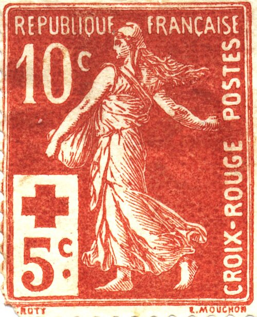 1918年発行のフランスの切手に描かれた「種まき女（La Semeuse）」