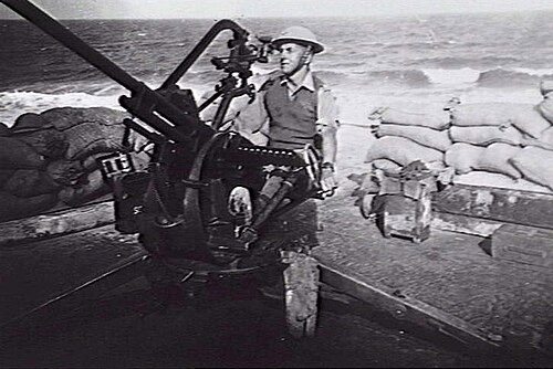 1941年3月、リビア、デルナにて、オーストラリア第2/3軽対空連隊第8砲兵中隊の20mmブレダ対空砲。