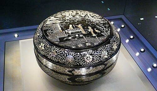 黒漆塗りの人物絵箱、宋代後期