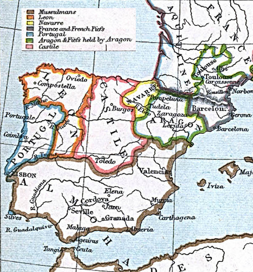 1210年のイベリア半島の地図