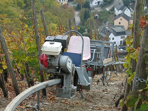 コベルン＝ゴンドルフ近郊のブドウ畑にあるモノラック鉄道のガソリン車