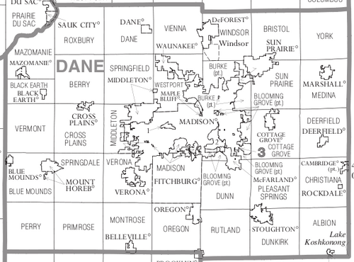 デーン郡の政治地図
