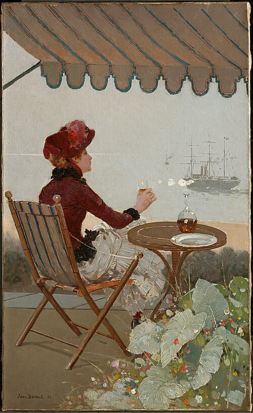 海辺のカフェ（1884年）、油彩、キャンバス、54.9 x 33.3 cm、クラーク美術館所蔵