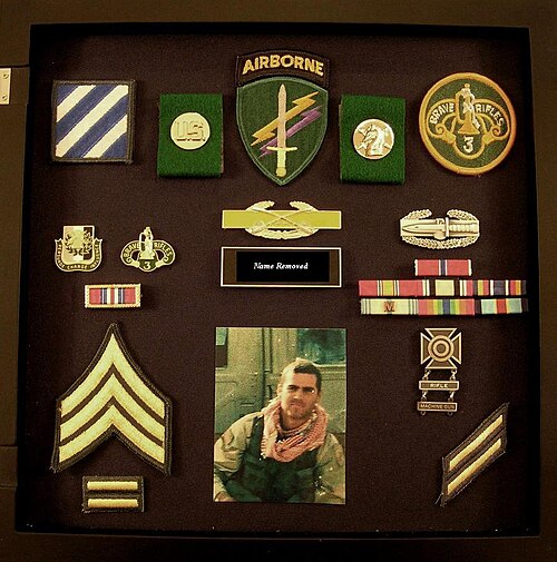 イラク戦争に従軍したアメリカ陸軍兵士のシャドーボックス