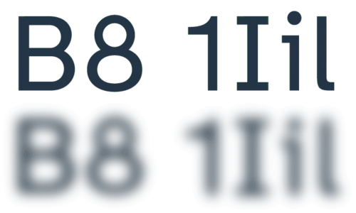 上の行には「B8 1Iil」という文字があります。下の行にも同じ文字があり、非常にぼやけていますが、ほとんどの人には判読可能です。