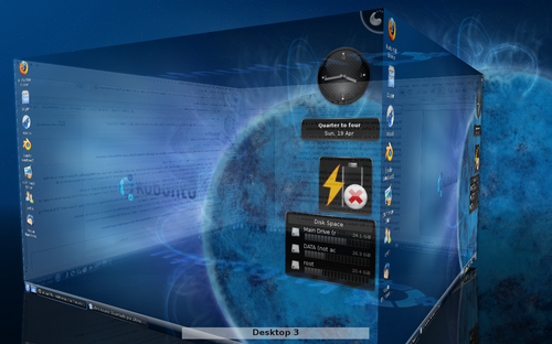 Kubuntu 9.04のデスクトップエフェクトの一部を表示