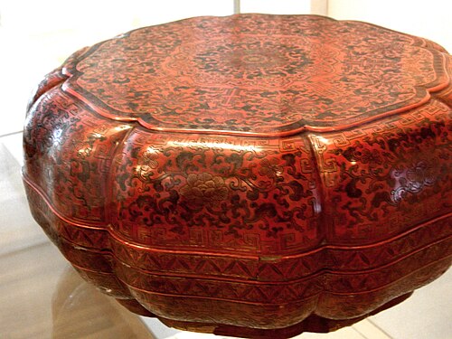 清朝時代の中国漆器箱、アンゲヴァンテ美術館、フランクフルト、ドイツ