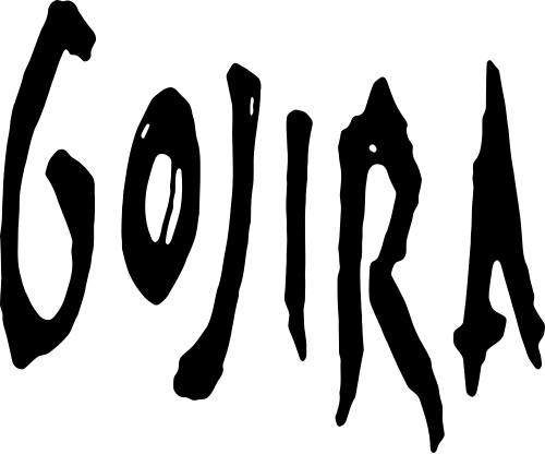 バンドのロゴは白黒で太字で書かれている