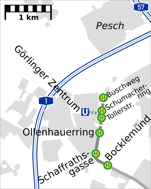 メンゲニヒへの拡張の地図