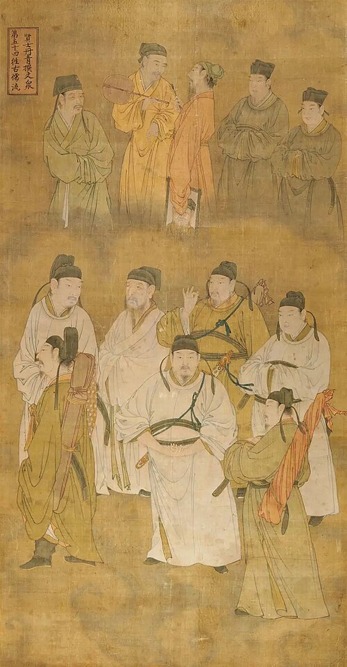 明代の宝寧寺の学者と学生たち。
