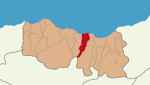 トラブゾン県アルシン地区を示す地図